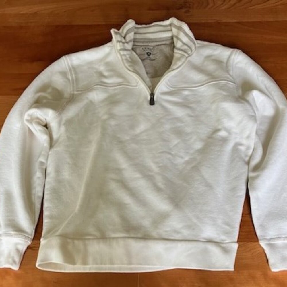 Arrow Cream Zip Up Sweatshirt  with Ribbed Collar
